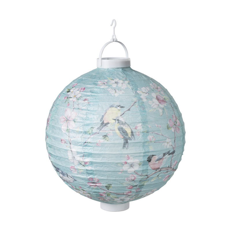 LED lampion met vogeltjes - blauw - ø30 cm